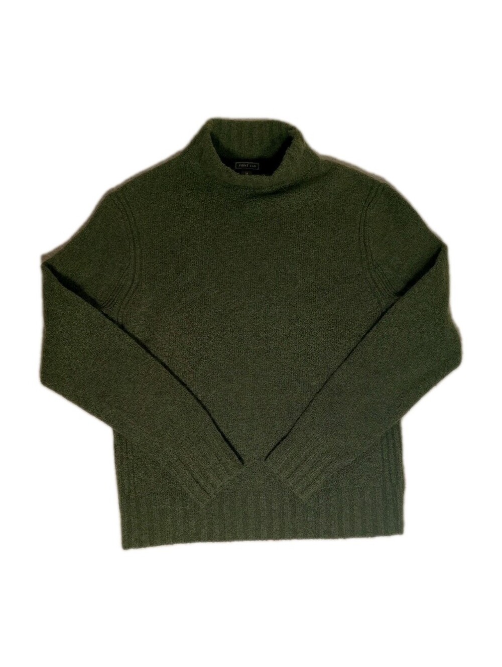 Point Sur Sweater Womens Medium Olive Green Mock Neck Merino Alpaca Blend Ribbed